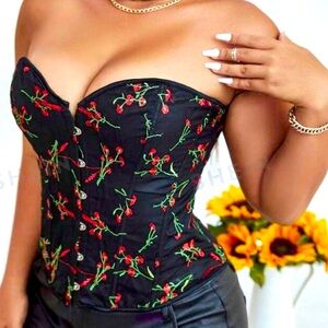 Victorian Romantic Embroidered Floral Plus Size Corset